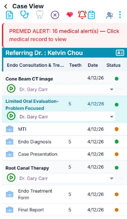 TDOS mobile case view showing complete patient case details on a phone